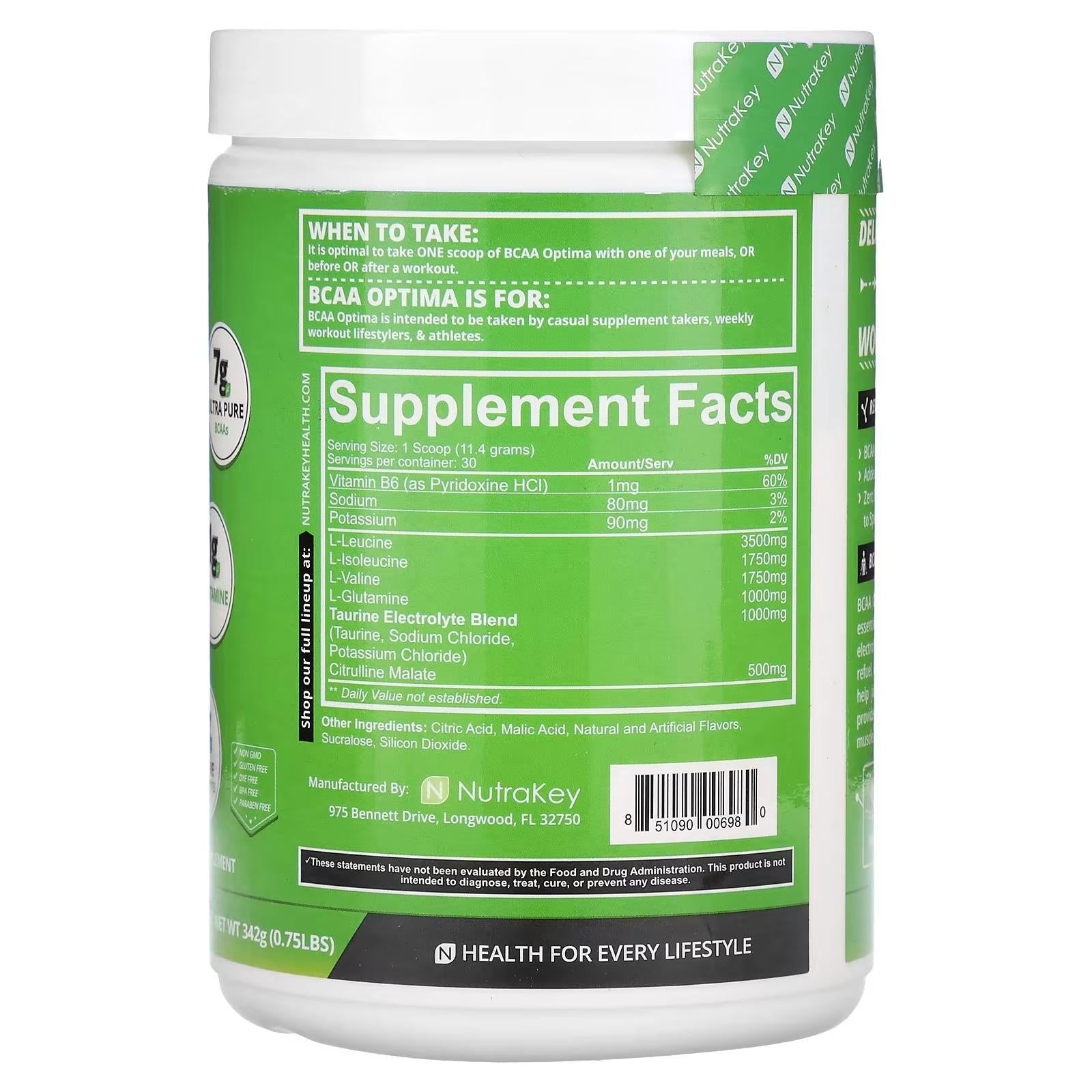 Nutrakey BCAA Optima 30srv-Stax Nutrition Center