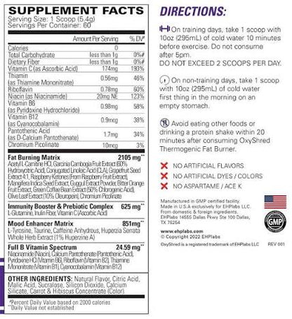 EHPlabs OxyShred Thermogenic Fat Burner 60serv